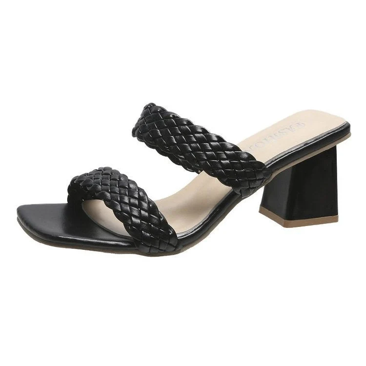 Damen Sandaletten mit geflochtenen Riemen und elegantem Blockabsatz Nord Taschen