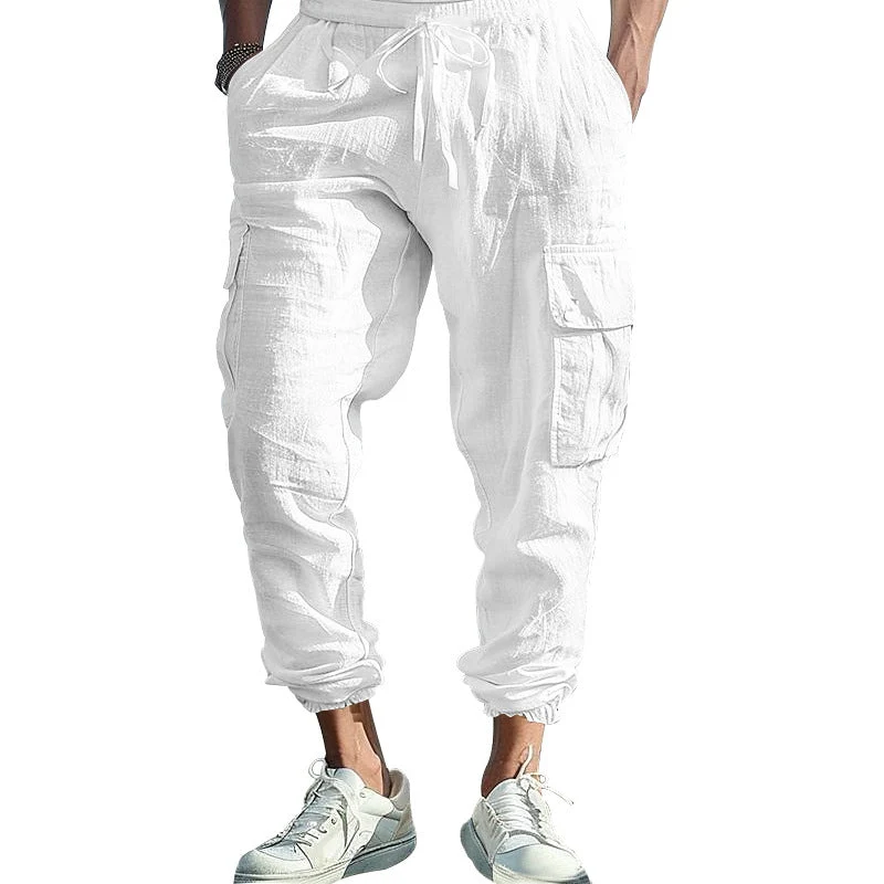 Herren luftige Cargo-Hose mit elastischem Bund und seitlichen Taschen