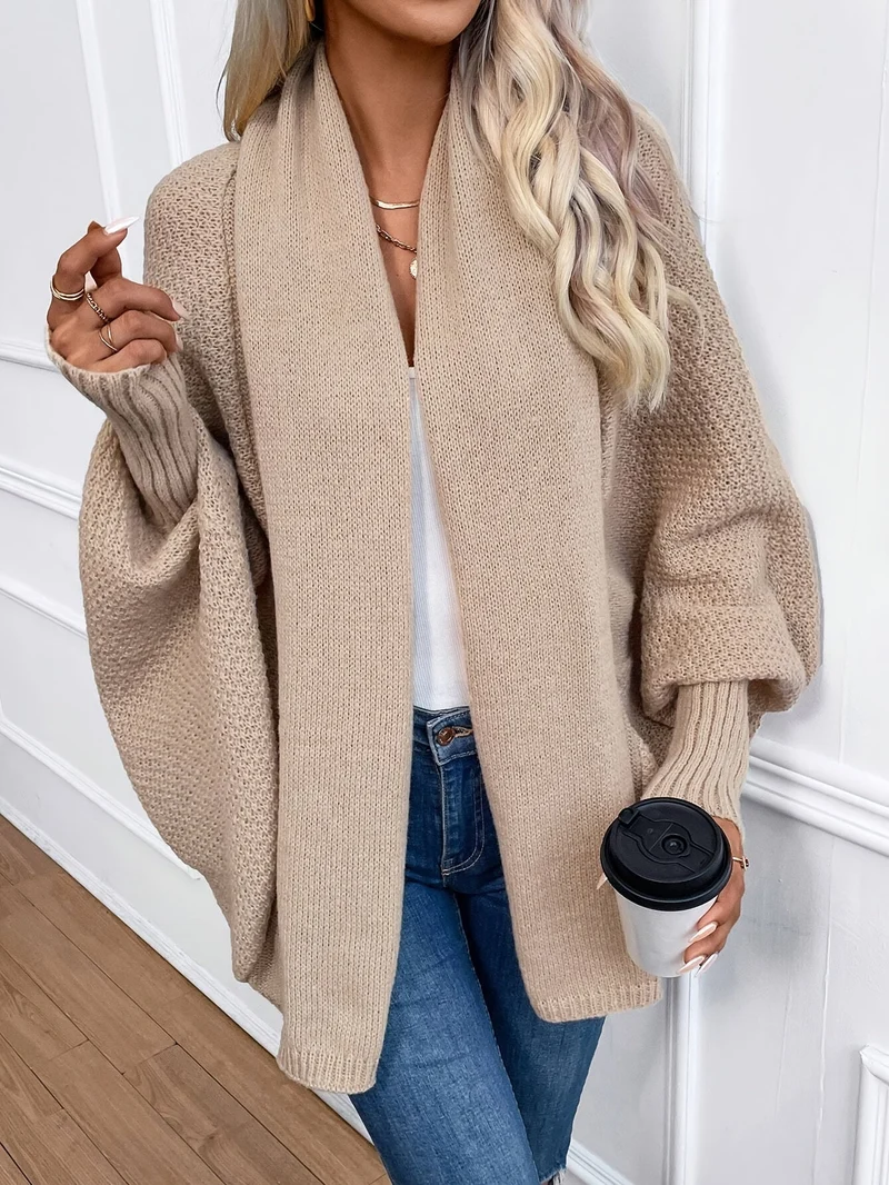 Damen Lange Cashmere Cardigan mit Langen Ärmeln