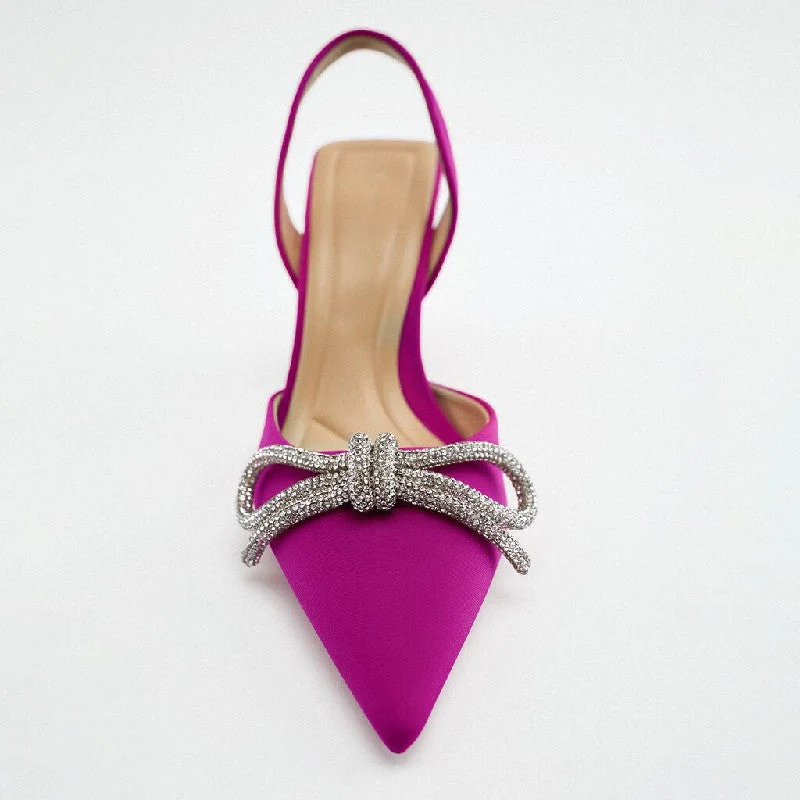 Damen Slingback Pumps mit funkelndem Schleifenakzent und elegantem Absatz