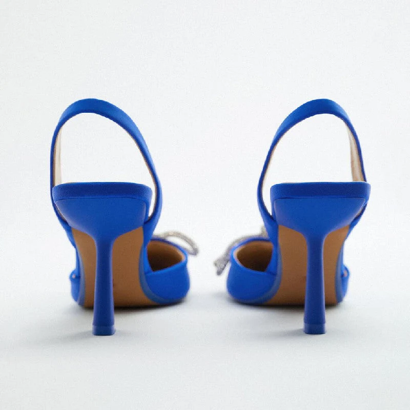 Damen Slingback Pumps mit funkelndem Schleifenakzent und elegantem Absatz
