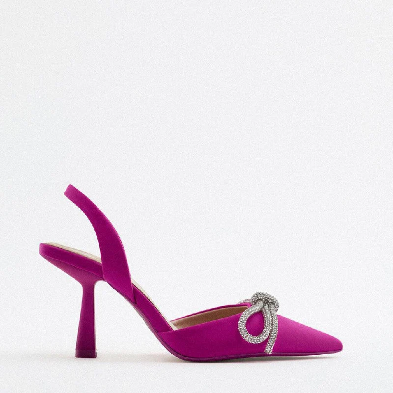 Damen Slingback Pumps mit funkelndem Schleifenakzent und elegantem Absatz