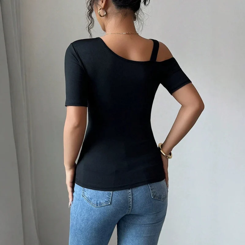 Damen eleganter Body mit asymmetrischem Ausschnitt und kurzärmeliger Gestaltung Nord Taschen