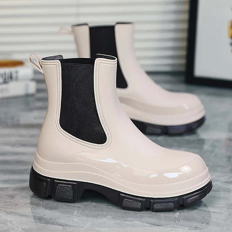 Gummistiefel Wasserdicht Kurz Knöchel Slip on mit Grip Sohle