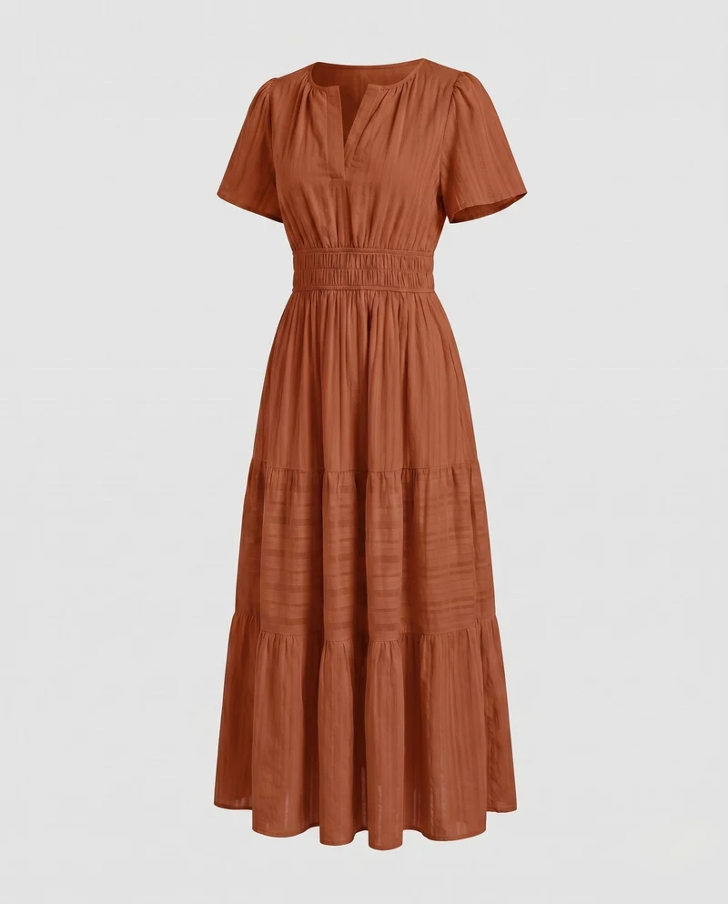 Damen Maxikleid mit fließendem Schnitt und Taschen