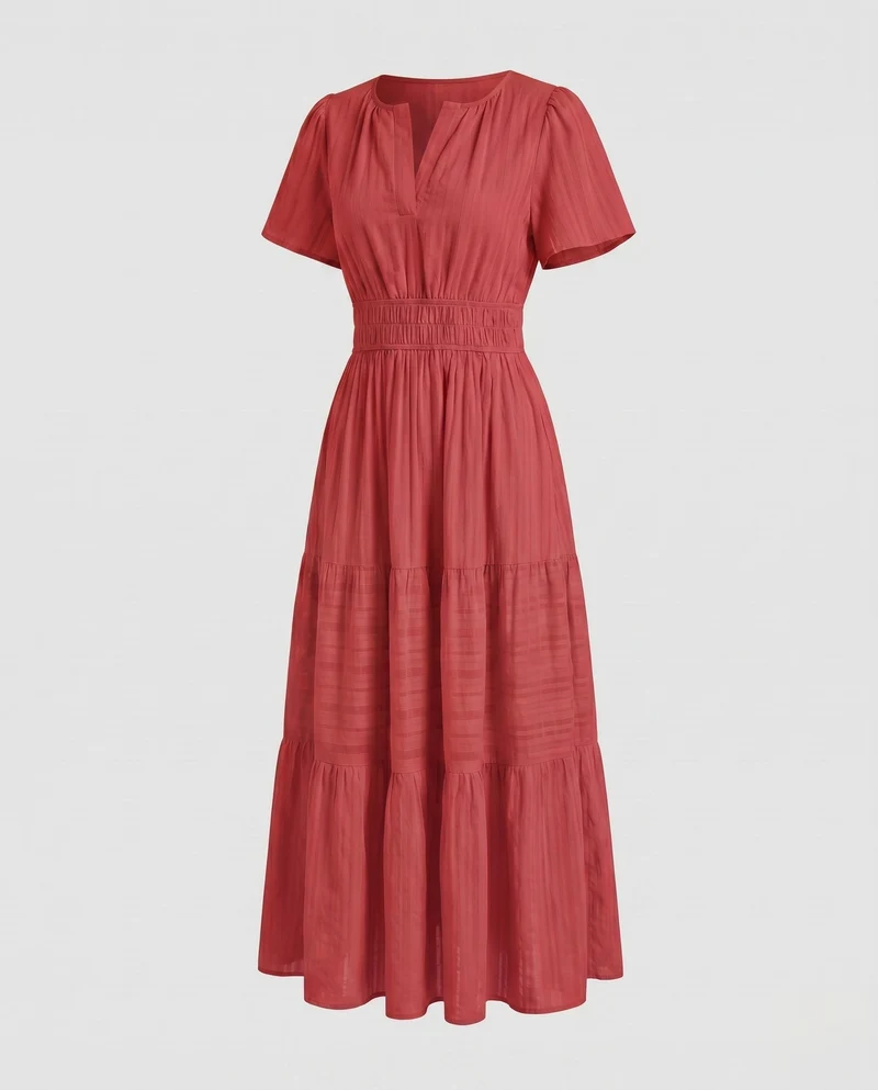 Damen Maxikleid mit fließendem Schnitt und Taschen