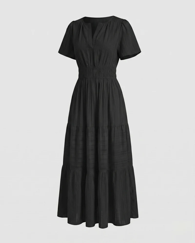 Damen Maxikleid mit fließendem Schnitt und Taschen