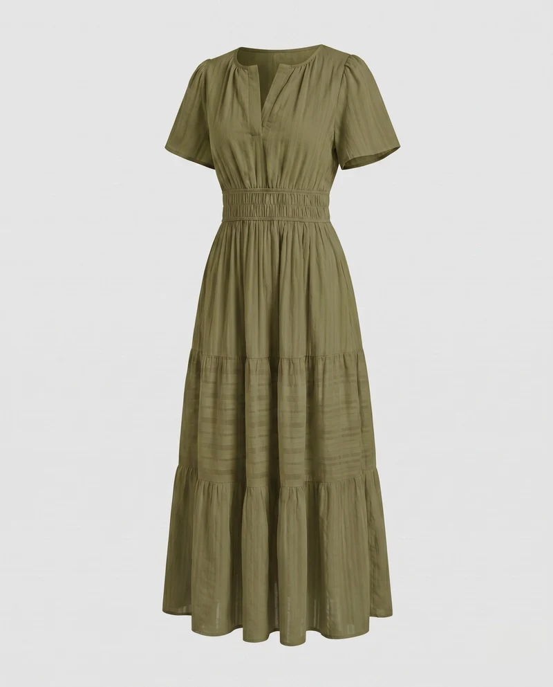 Damen Maxikleid mit fließendem Schnitt und Taschen