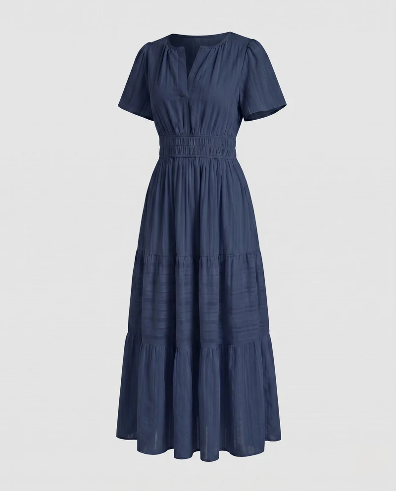 Damen Maxikleid mit fließendem Schnitt und Taschen