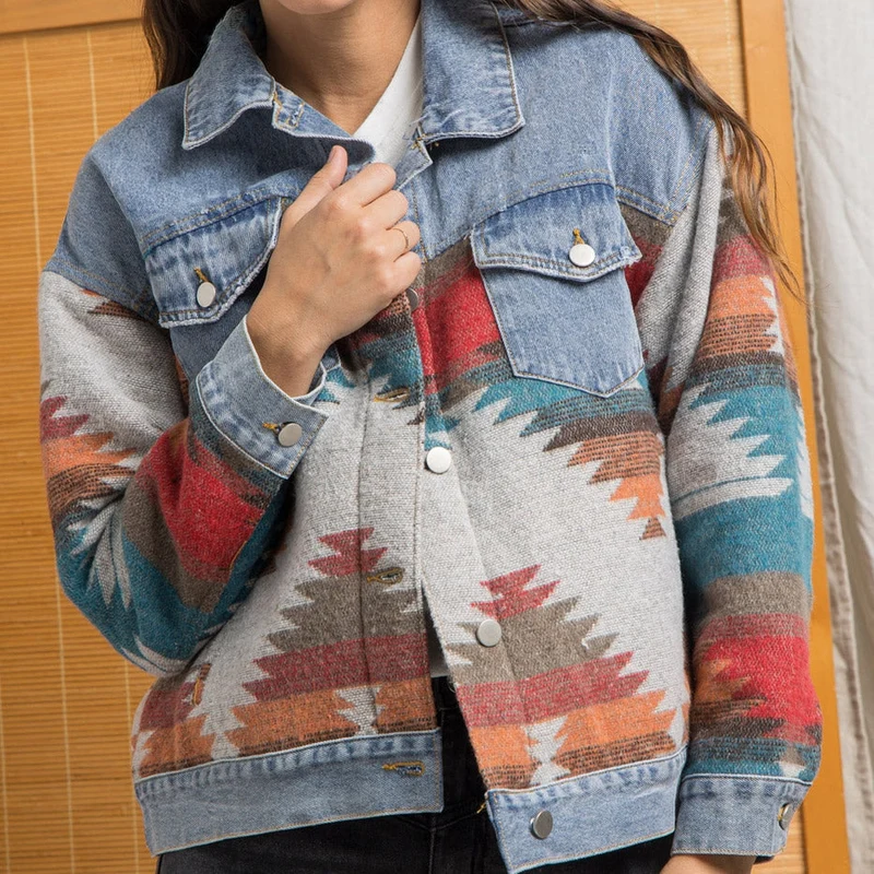 Nord Taschen | Western-inspirierte Denimjacke Einzigartig und Stilvoll Boho-look