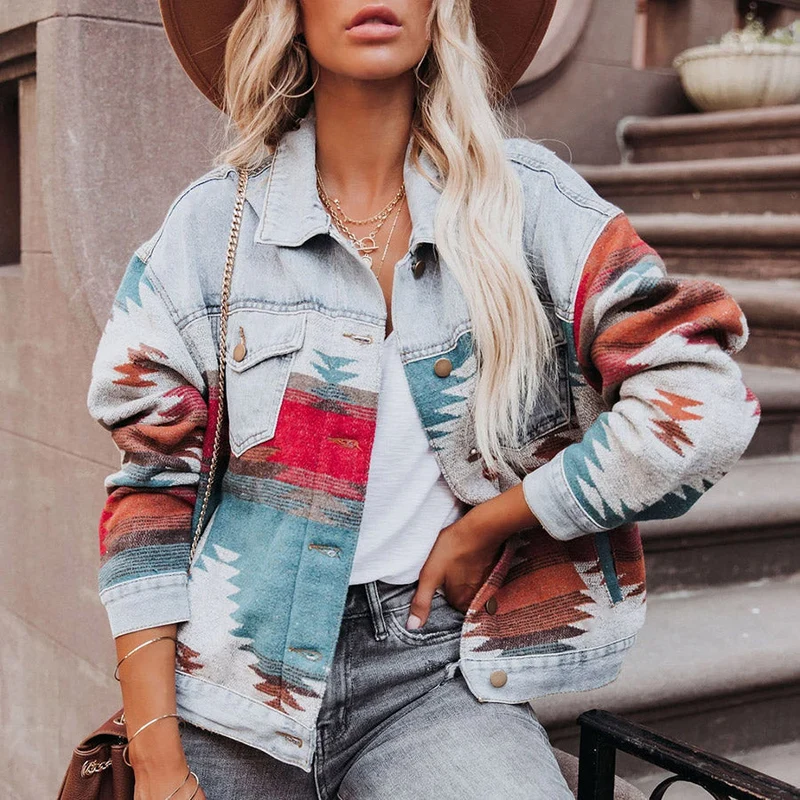 Nord Taschen | Western-inspirierte Denimjacke Einzigartig und Stilvoll Boho-look