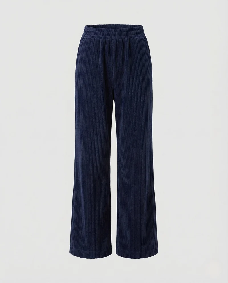 Damen Cordhose Gerippt High Waist Weites Bein