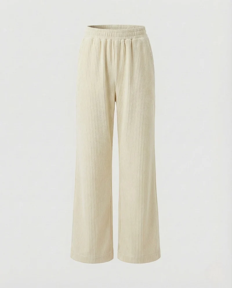 Damen Cordhose Gerippt High Waist Weites Bein