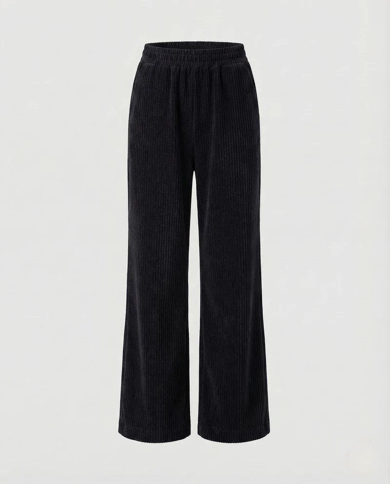 Damen Cordhose Gerippt High Waist Weites Bein