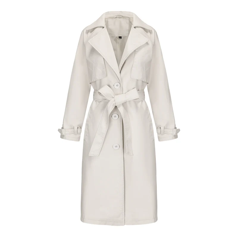 Damen modischer Trenchcoat aus hochwertigem Kunstleder