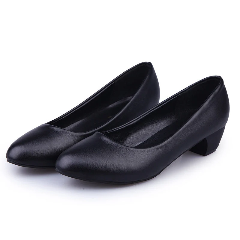 Damen nan klassische Business-Pumps mit niedrigem Blockabsatz und gepolstertem Komfortfußbett