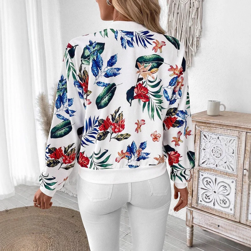 Damen Freizeitjacke mit floralem Design und Reißverschluss