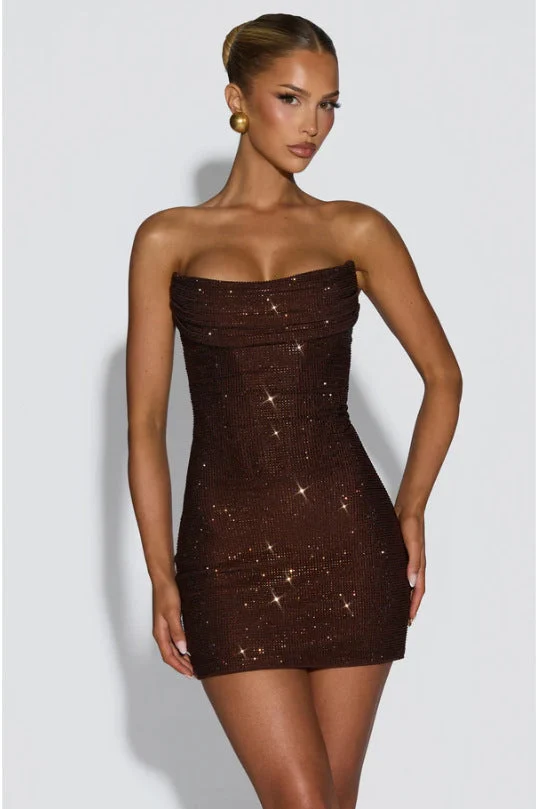 Damen Glitzerndes Cocktailkleid mit schulterfreiem Design und funkelnden Akzenten Nord Taschen