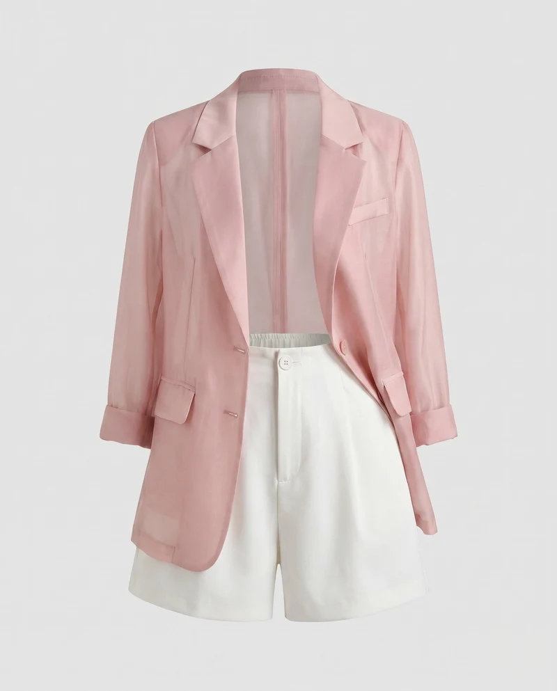 Damen Elegantes Blazer-Shorts-Set mit schickem Schnitt und praktischen Details