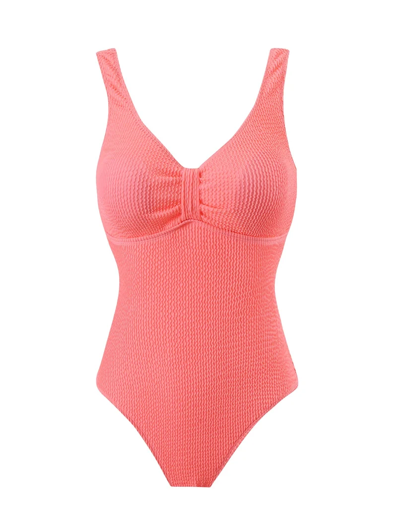 Damen Einteiliger Badeanzug mit raffinierten Rippstrick-Details