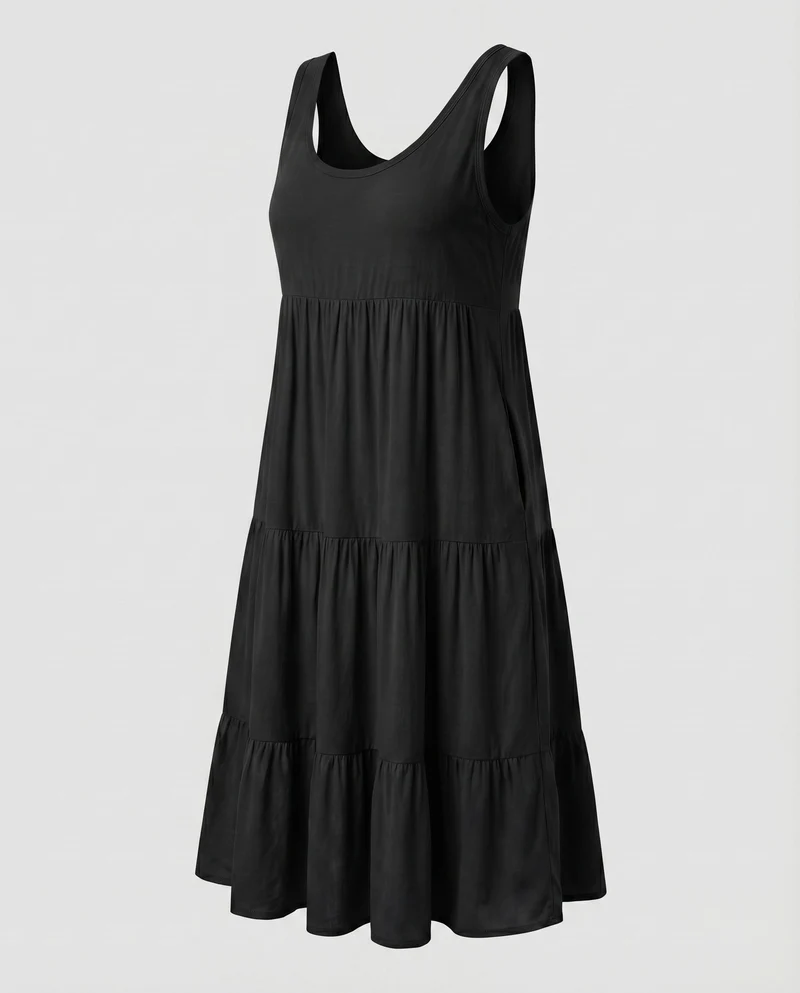Damen Ärmelloses Stufenkleid Empire-Naht A-Linie