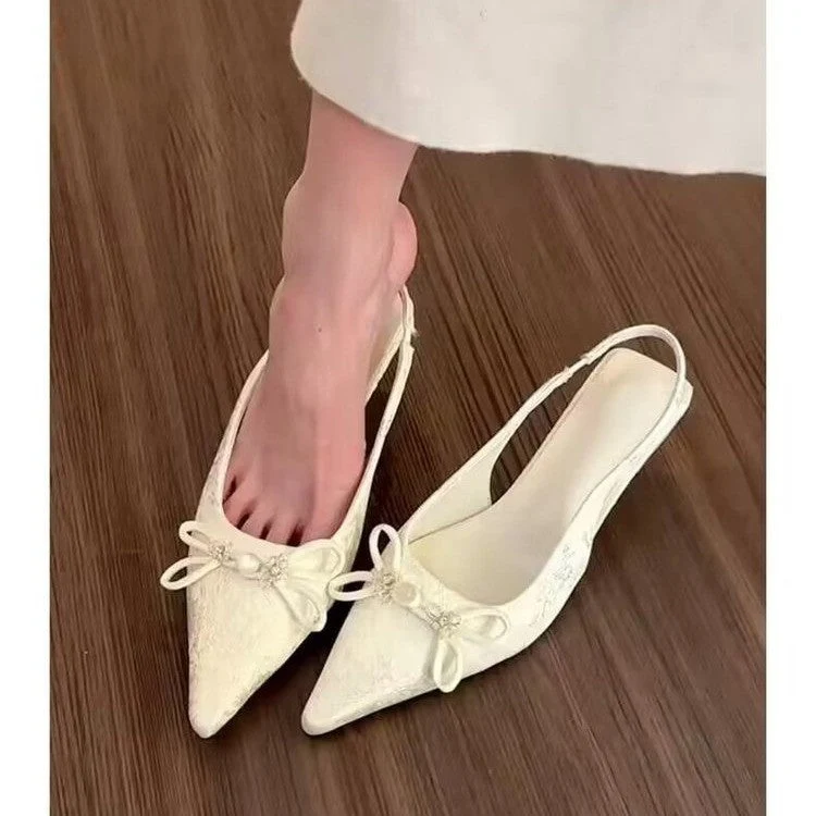 Damen Elegante Sling-Pumps mit romantischem Schleifendetail Nord Taschen