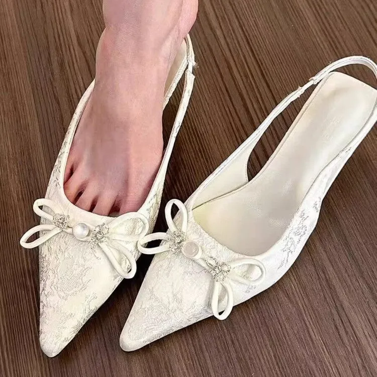 Damen Elegante Sling-Pumps mit romantischem Schleifendetail Nord Taschen
