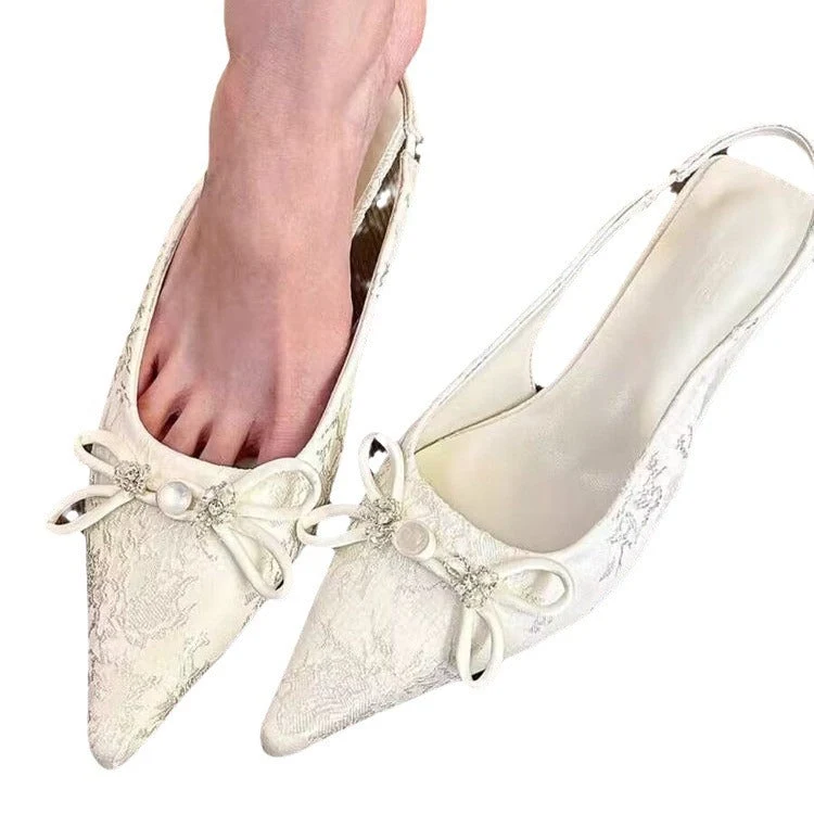 Damen Elegante Sling-Pumps mit romantischem Schleifendetail Nord Taschen