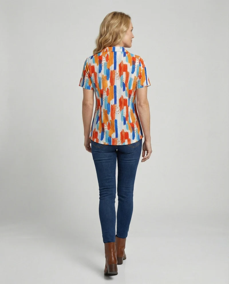 Bluse Damen Kurzarm Print