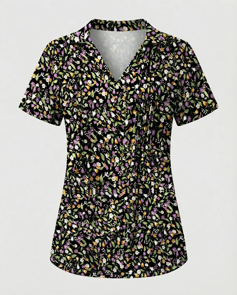 Bluse Damen Kurzarm Print