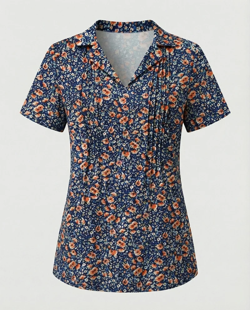 Bluse Damen Kurzarm Print