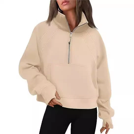 Damen sportlicher Hoodie mit kurzem Reißverschluss und praktischer Kängurutasche Nord Taschen
