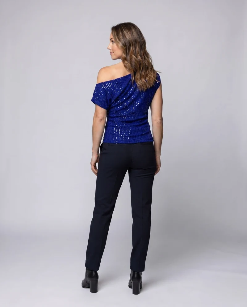 Damen Off-Shoulder Glamour Top mit funkelnden Pailletten und gerafftem Design Nord Taschen