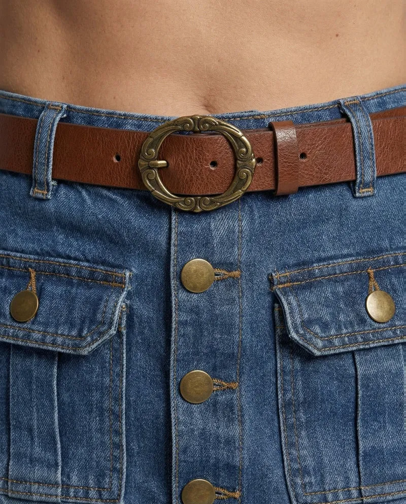 Jeansrock Damen Midi Knopfleiste