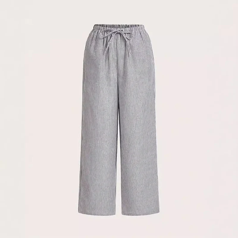 Damen Weite Sommerhose mit komfortablem Gummibund und Streifenmuster