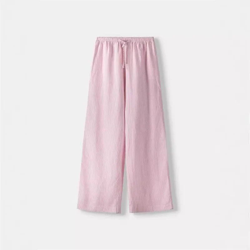 Damen Weite Sommerhose mit komfortablem Gummibund und Streifenmuster