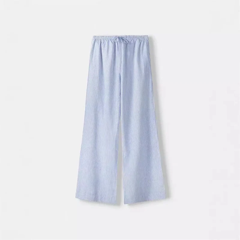 Damen Weite Sommerhose mit komfortablem Gummibund und Streifenmuster