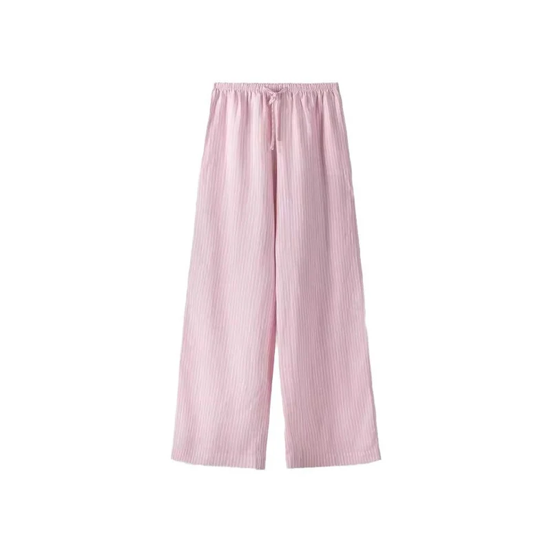 Damen Weite Sommerhose mit komfortablem Gummibund und Streifenmuster