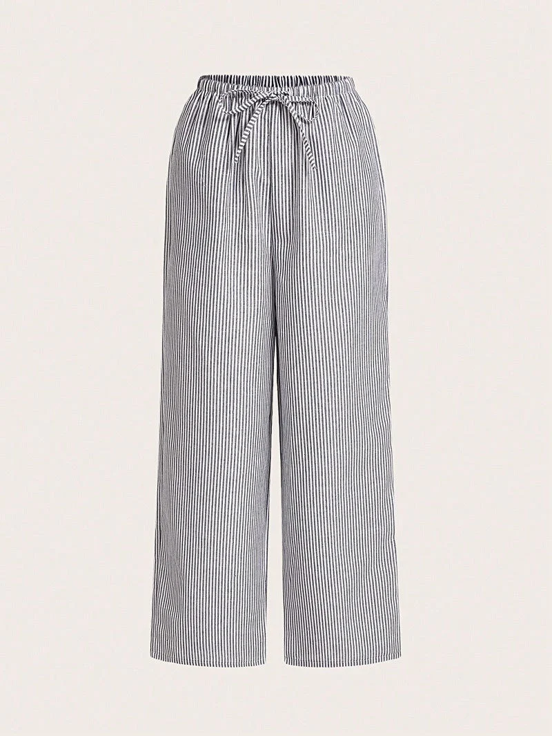 Damen Weite Sommerhose mit komfortablem Gummibund und Streifenmuster
