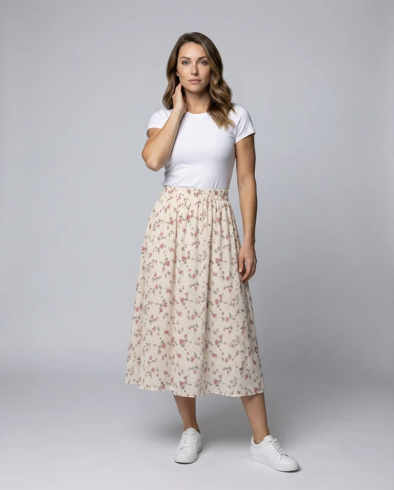 Damen leichter Chiffon-Midirock in A-Linie