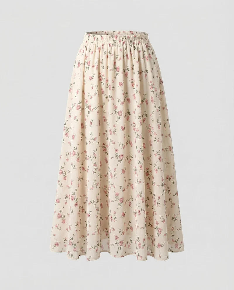 Damen leichter Chiffon-Midirock in A-Linie