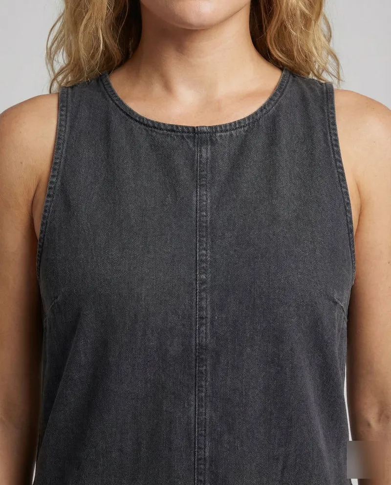 Damen Ärmelloses Denim-Maxikleid