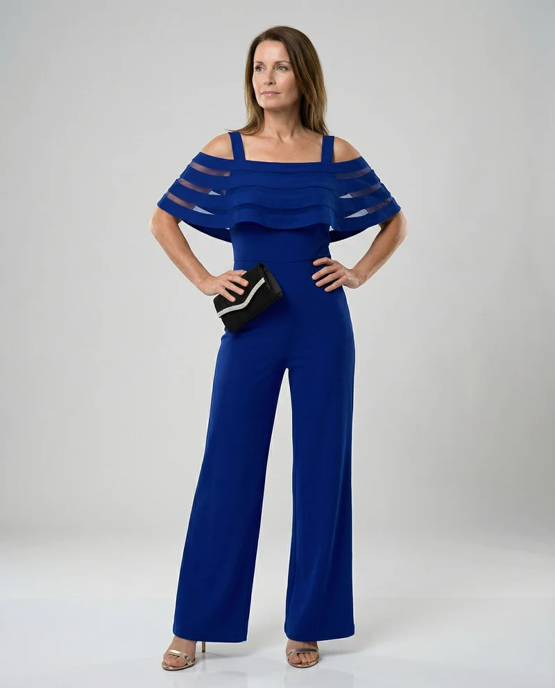 Abend Jumpsuit schulterfrei mit weitem Bein