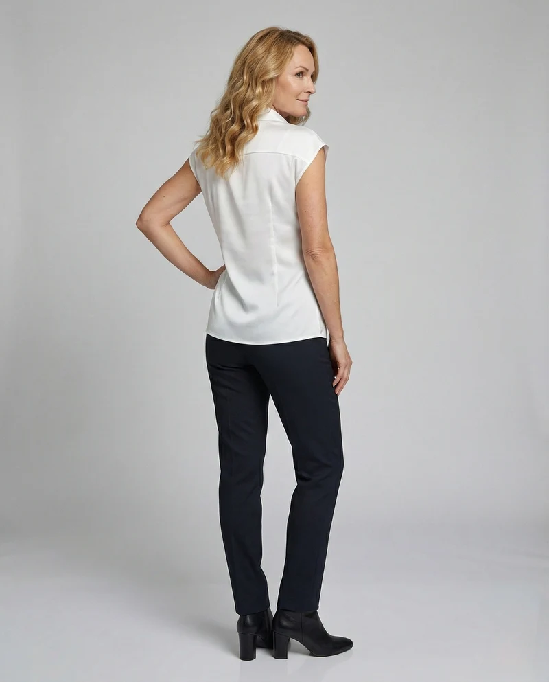 Damen Ärmellose Satinbluse mit Drehdetail