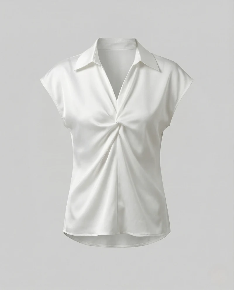 Damen Ärmellose Satinbluse mit Drehdetail