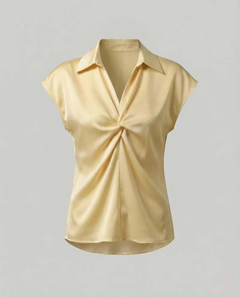 Damen Ärmellose Satinbluse mit Drehdetail