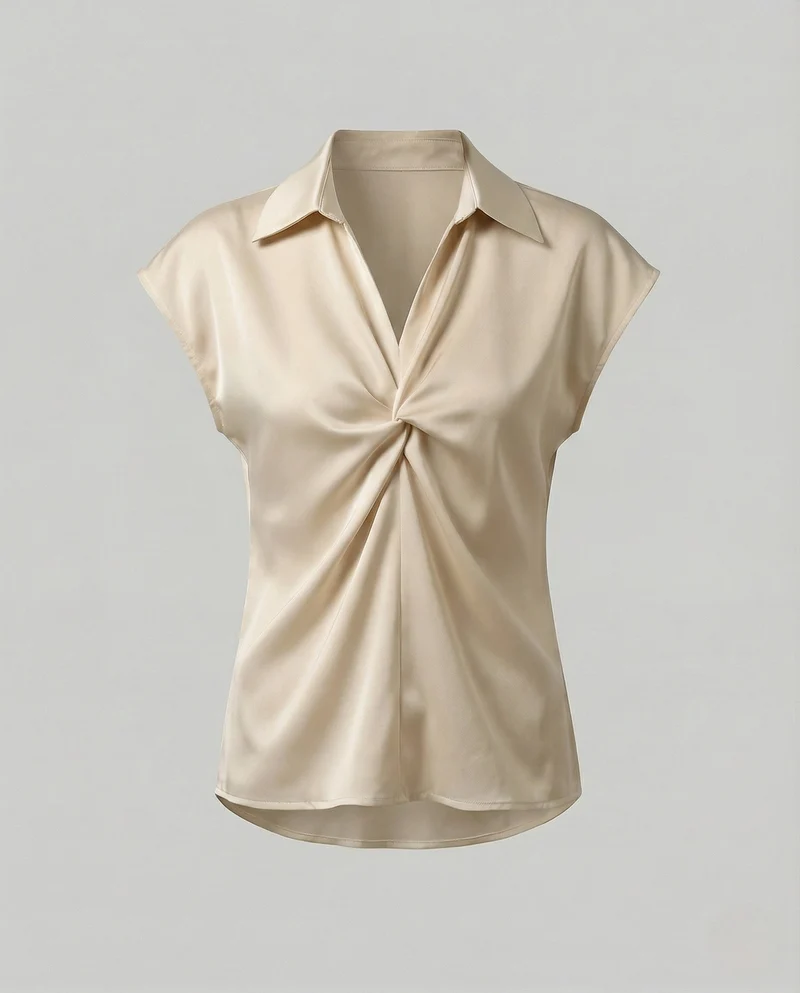 Damen Ärmellose Satinbluse mit Drehdetail