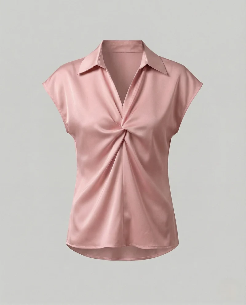Damen Ärmellose Satinbluse mit Drehdetail