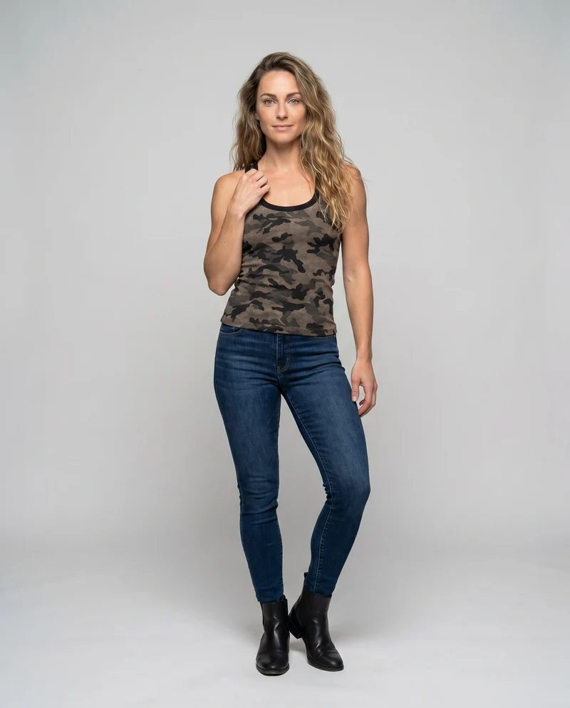 Damen Camo-Print Sportoberteil mit breiten Trägern