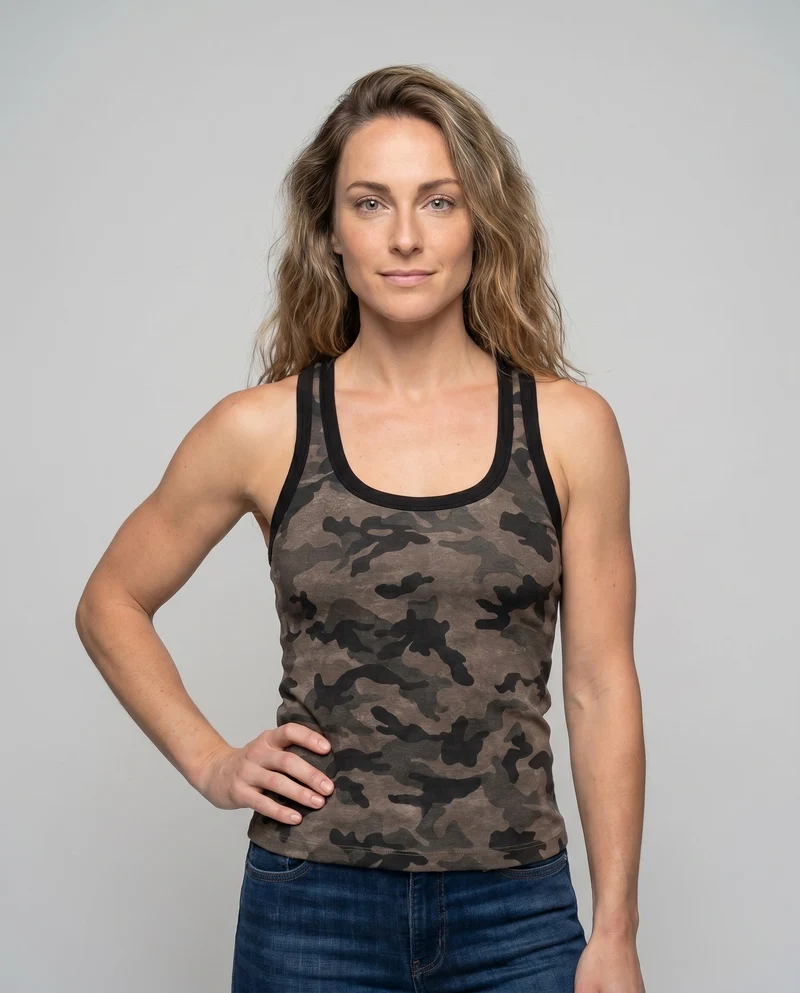 Damen Camo-Print Sportoberteil mit breiten Trägern